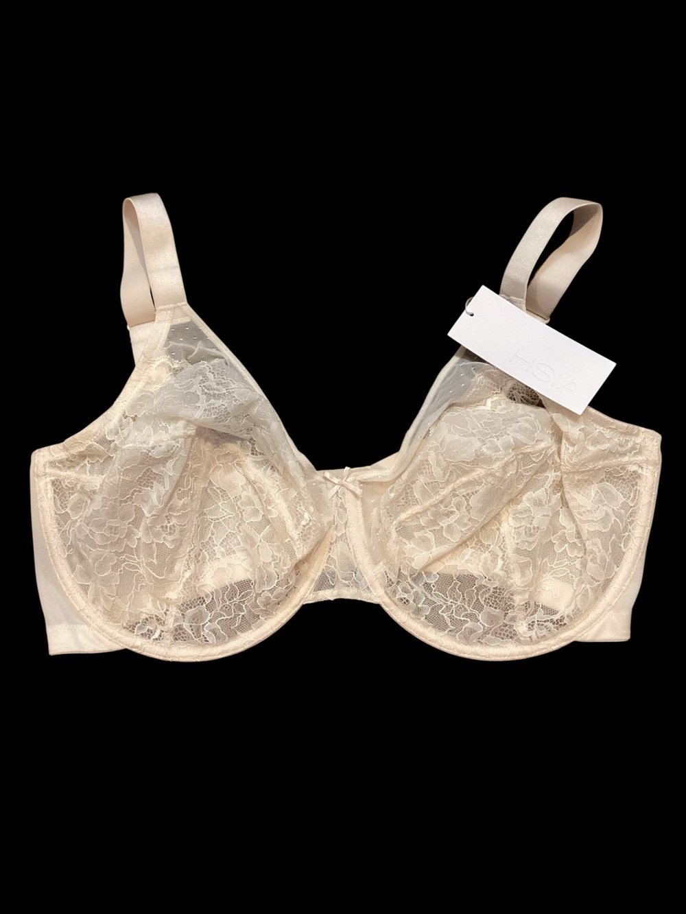 HSIA Lace Underwire Bra 40I Nude Full Coverage Sheer Unlined Support NWT